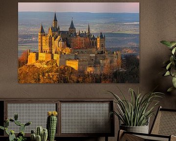 Kasteel Hohenzollern bij zonsondergang, Baden-Württemberg van Henk Meijer Photography