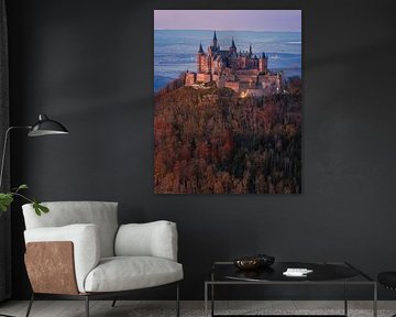 Kasteel Hohenzollern bij zonsondergang, Baden-Württemberg van Henk Meijer Photography