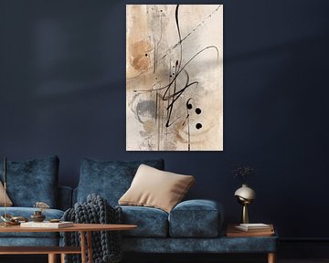 Abstract Painting - Beige Black Quiet and Modern by Joriali Abstract