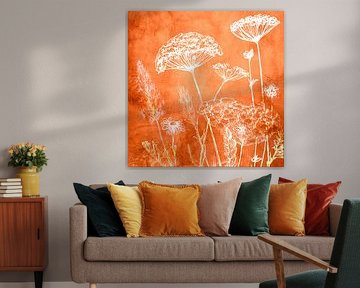 Botanical Mixed media Art: Blühende Gräser