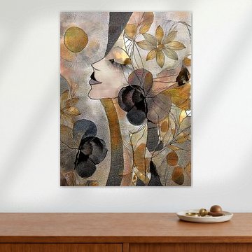 Modern chique portret van een vrouw met bloemen (staand) van Studio Pieternel