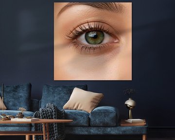 Close-up of a Human Eye with Green Iris and Lashes by Markus Gann
