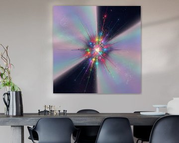 Central Explosion with Colored Lines, Stars, and Gradient Backgr by Markus Gann