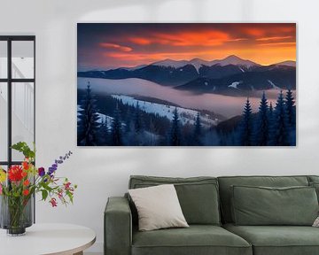 Frostiger Sonnenuntergang