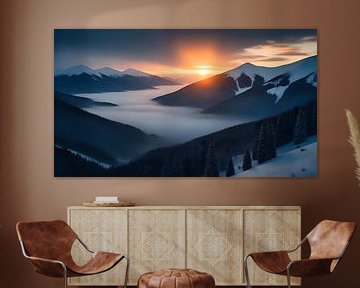 Winterlandschap in een spel van kleuren