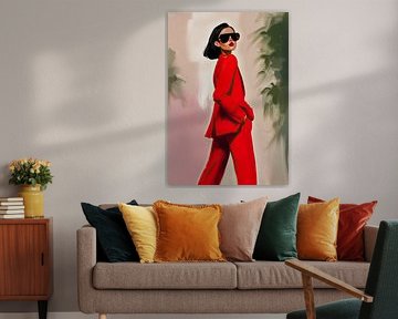 Urban Elegance (Woman in Red) by Ronaldo Draws