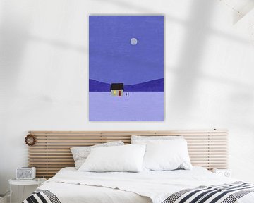 Minimalistische Nachtlandschaft mit Haus von Niklas Maximilian