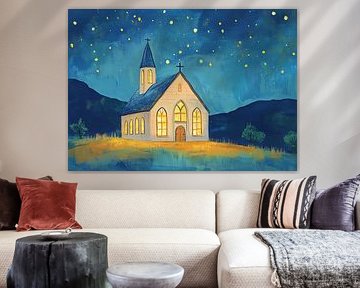 Blue Sky Yellow Stars by Wonderful Art