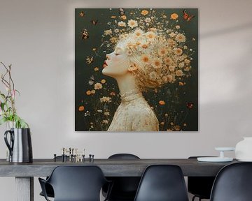 Flower head | Butterfly Woman by Eye catching paintings