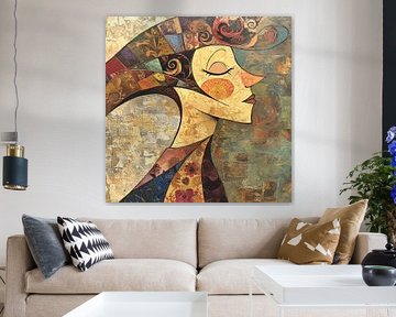 Abstrakte Frau mit Blumen von Kunst Laune