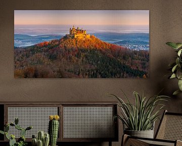 Panorama and sunrise in autumn at Hohenzollern Castle