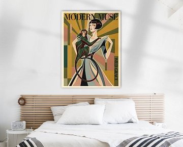 Muse moderne : Élégance Art déco et grâce sauvage