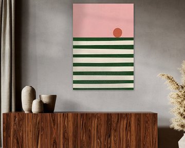 Minimalistisches Farbband Design Pink Grün Rot von Niklas Maximilian