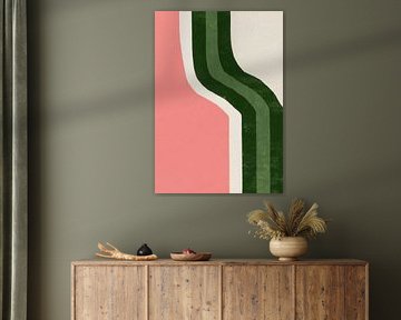 Minimalistisches Farbband Design Pink Grün Creme von Niklas Maximilian