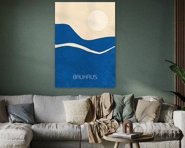 Bauhaus Minimalistisches Landschaftsdesign Blau Beige von Niklas Maximilian