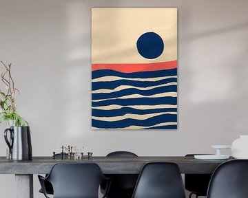 Minimalistisches Geometrie Design Cream Blau Rot von Niklas Maximilian