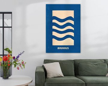 Bauhaus Wellen Minimalistisches Design Blau von Niklas Maximilian