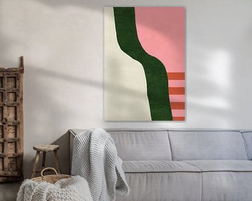 Minimalistisches Farbblock Design Grün Rosa Orange von Niklas Maximilian