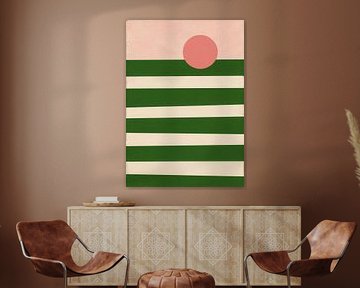 Minimalistisches Farbblock Design Grün Rot Creme von Niklas Maximilian