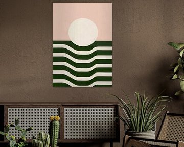 Minimalist colour block design pink green white by Niklas Maximilian