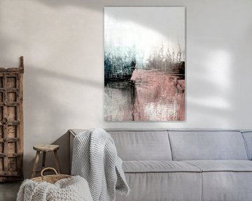 Abstract Pink and Blue Black Art Print