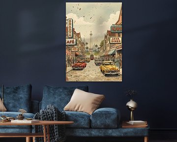 Soerabaja 1940 City Corner Water Color Painting by Artkreator