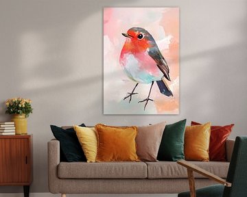Bird painting | Robins in Pastel Shades by Wonderful Art