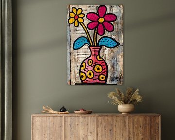 Flowers Vase | Flowers in Colourful Vase