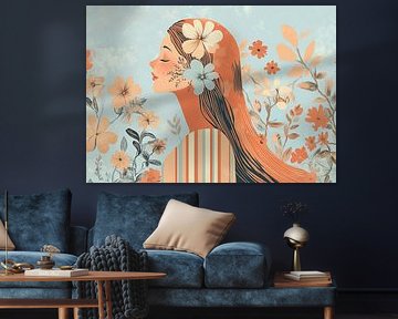 Verträumte Frau mit Blumen von Zen und Mehr