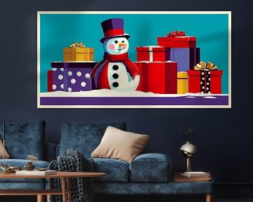 Weihnachtsverkaufsbanner mit Schneemann. von Ariadna de Raadt-Goldberg