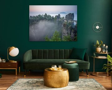 Saxon Switzerland: Bastei Bridge in the fog by t.ART