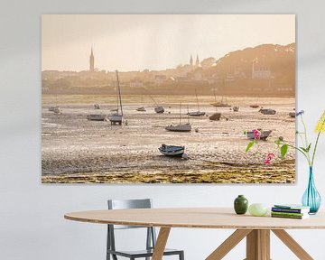 Plage Sainte-Anne at low tide with Saint-Pol-de-Léon, Brittany