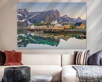 Midnight sun on the Lofoten Islands in Norway