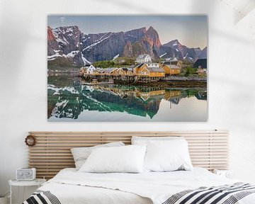 Midnight sun on the Lofoten Islands in Norway