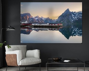 Midnight sun on the Lofoten Islands in Norway