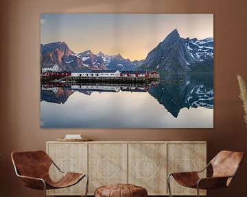 Midnight sun on the Lofoten Islands in Norway