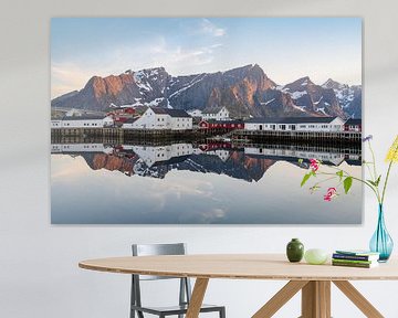 Midnight sun on the Lofoten Islands in Norway