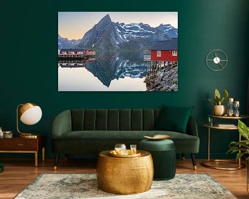 Midnight sun on the Lofoten Islands in Norway