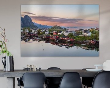 Midnight sun on the Lofoten Islands in Norway