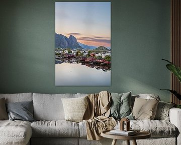 Midnight sun on the Lofoten Islands in Norway