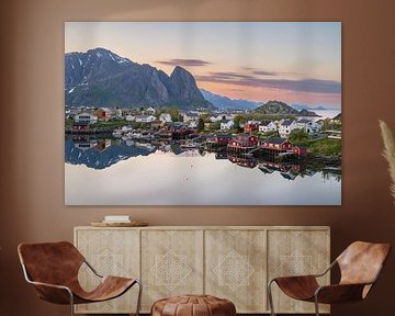 Midnight sun on the Lofoten Islands in Norway