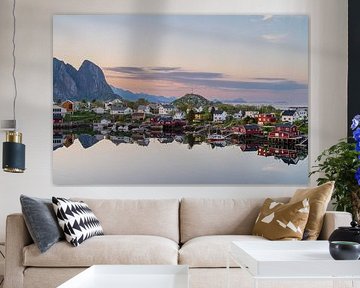 Midnight sun on the Lofoten Islands in Norway