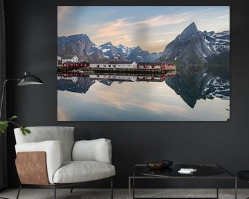 Midnight sun on the Lofoten Islands in Norway