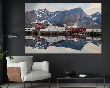 Midnight sun on the Lofoten Islands in Norway