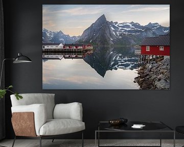 Midnight sun on the Lofoten Islands in Norway