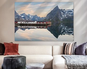 Midnight sun on the Lofoten Islands in Norway