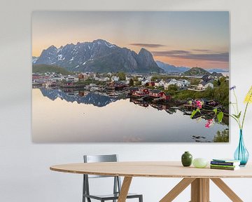 Midnight sun on the Lofoten Islands in Norway