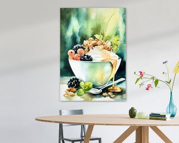 Fruit and nuts - watercolour still life by Niklas Maximilian