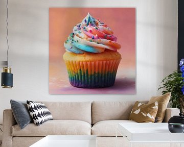 Cupcake gebak blauw-rood artistiek van TheXclusive Art