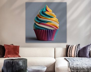 Cupcake gebak geel blauw-geel-roze van TheXclusive Art